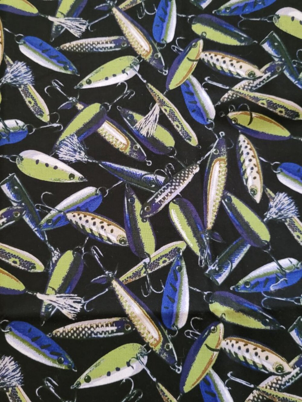 Fishing Lures "Lure of the Bass"  Allover Print Fabric - Per Yard